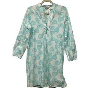 Cotton Coastal Beach Tunic Cover-Up White Heart Print La Fiancée d’ Arthur S/M